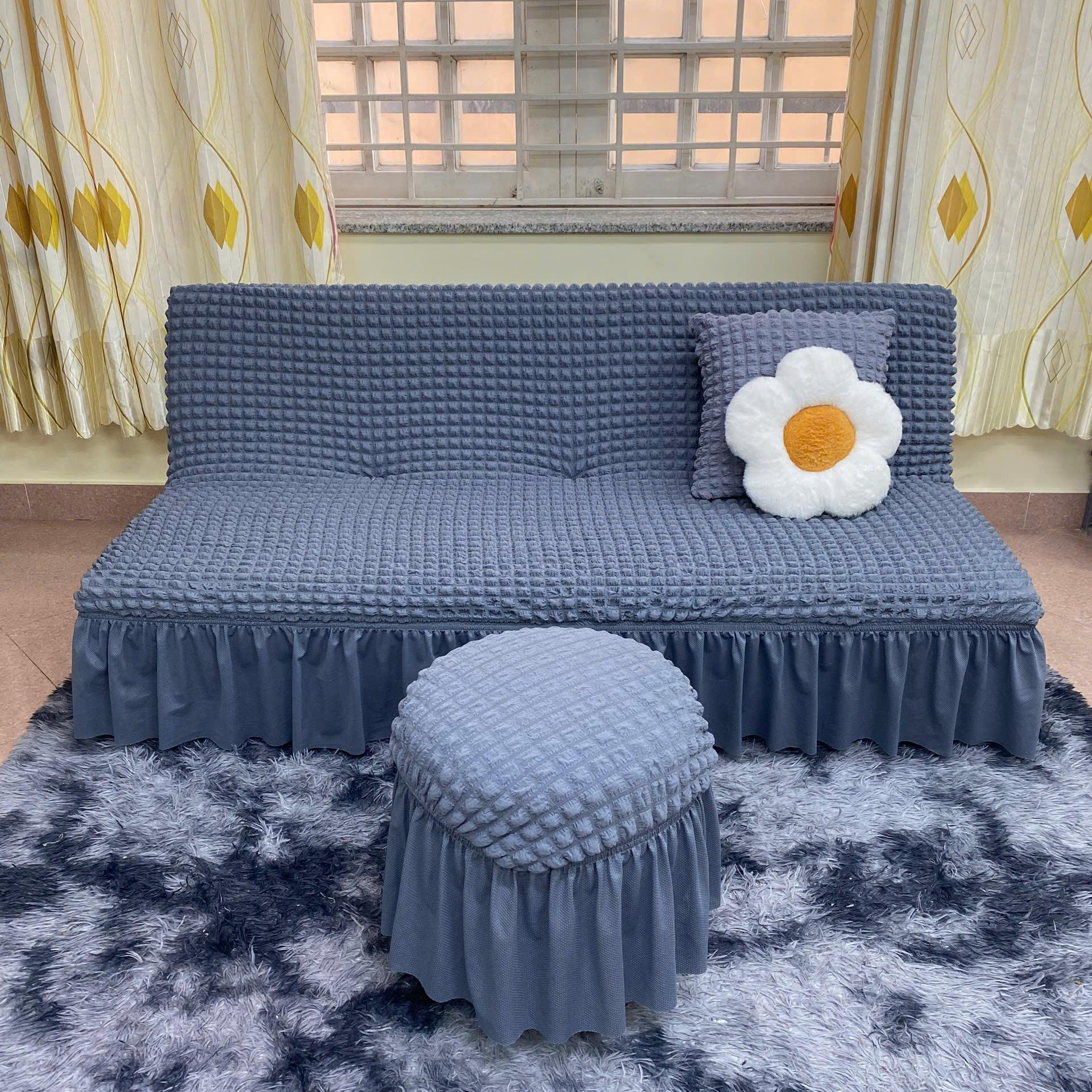 TRỌN BỘ ga sofa bed ô vuông nhật ( 1ghế  + 2đôn + 2gối)