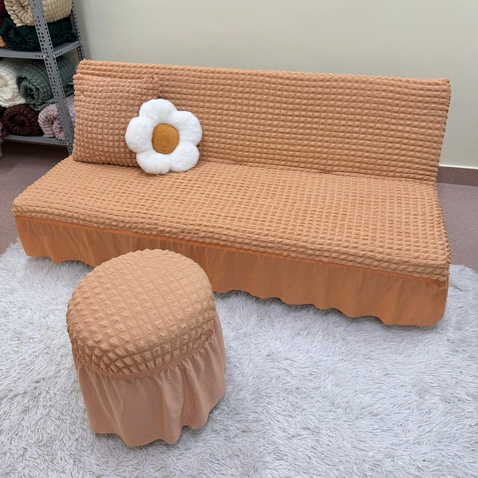 TRỌN BỘ ga sofa bed ô vuông nhật ( 1ghế  + 2đôn + 2gối)