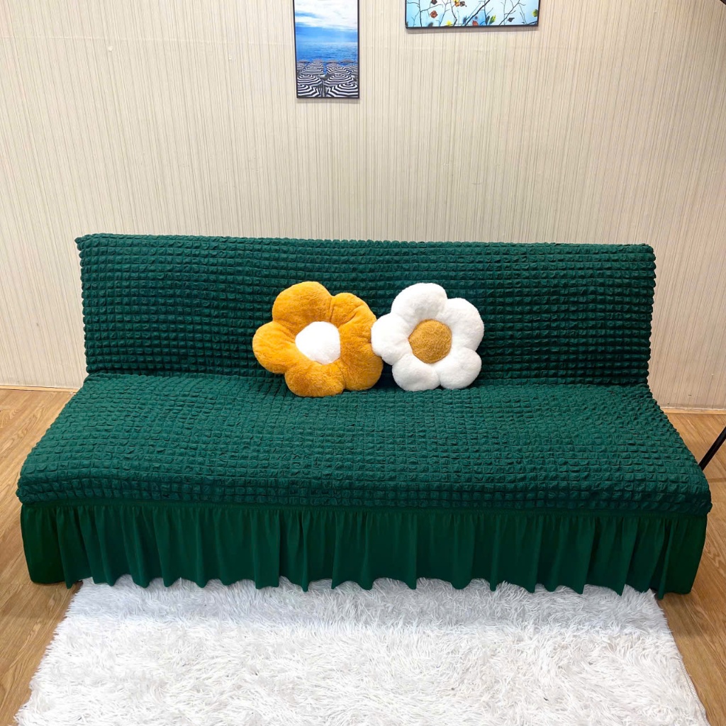 Ga bọc sofa bed không tay - chất ô vuông Nhật có bèo ( có tặng kèm ghim)