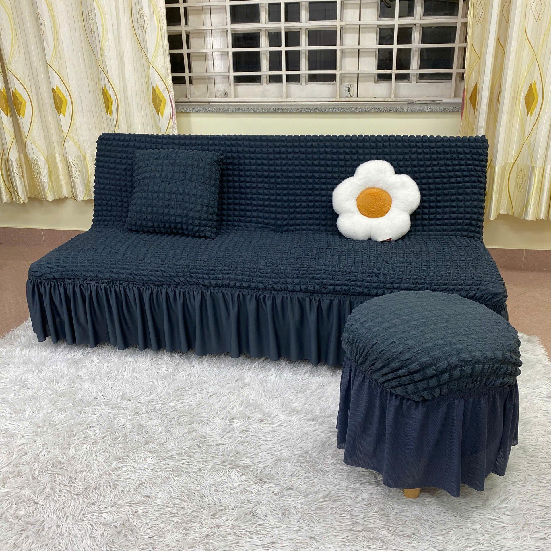 TRỌN BỘ ga sofa bed ô vuông nhật ( 1ghế  + 2đôn + 2gối)
