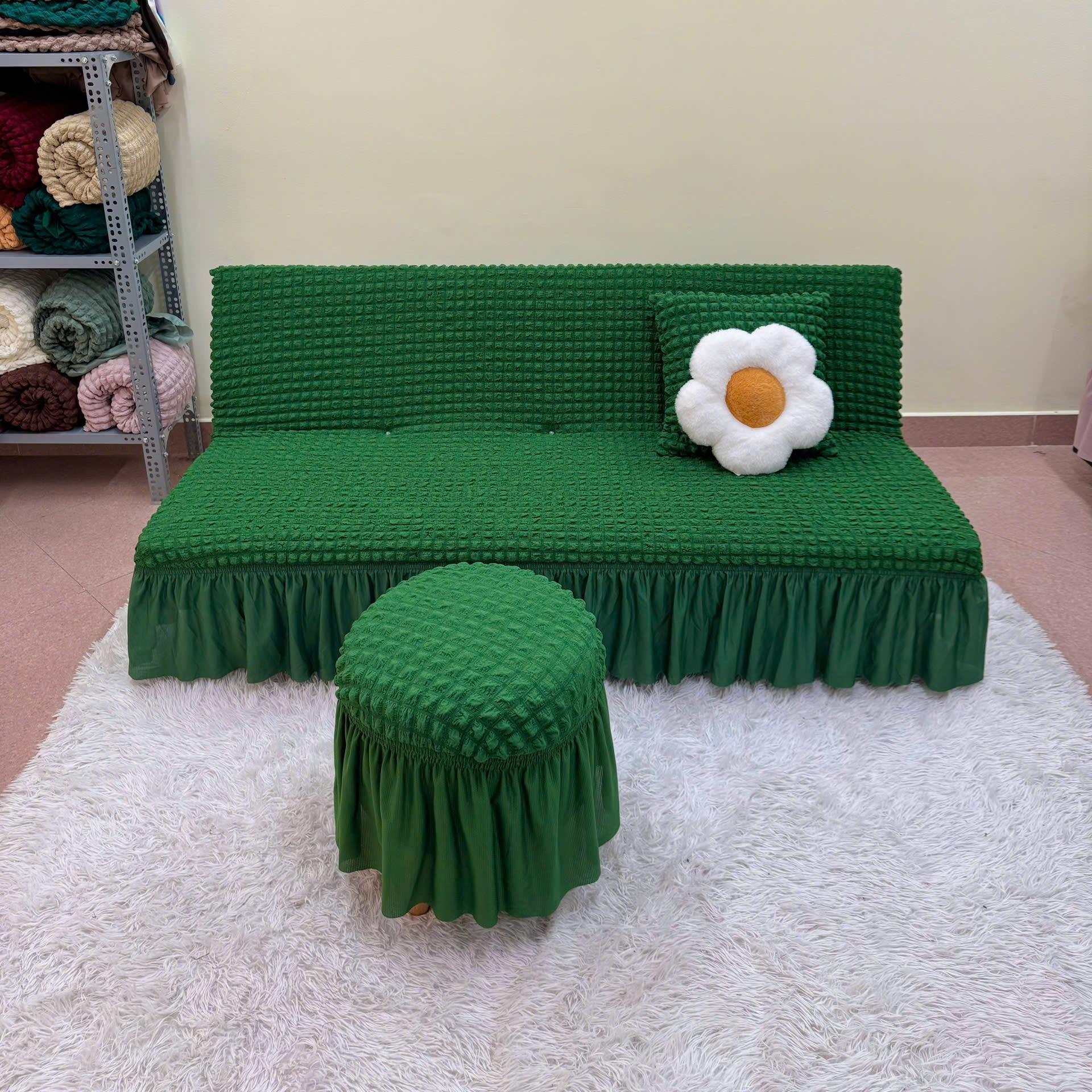 TRỌN BỘ ga sofa bed ô vuông nhật ( 1ghế  + 2đôn + 2gối)