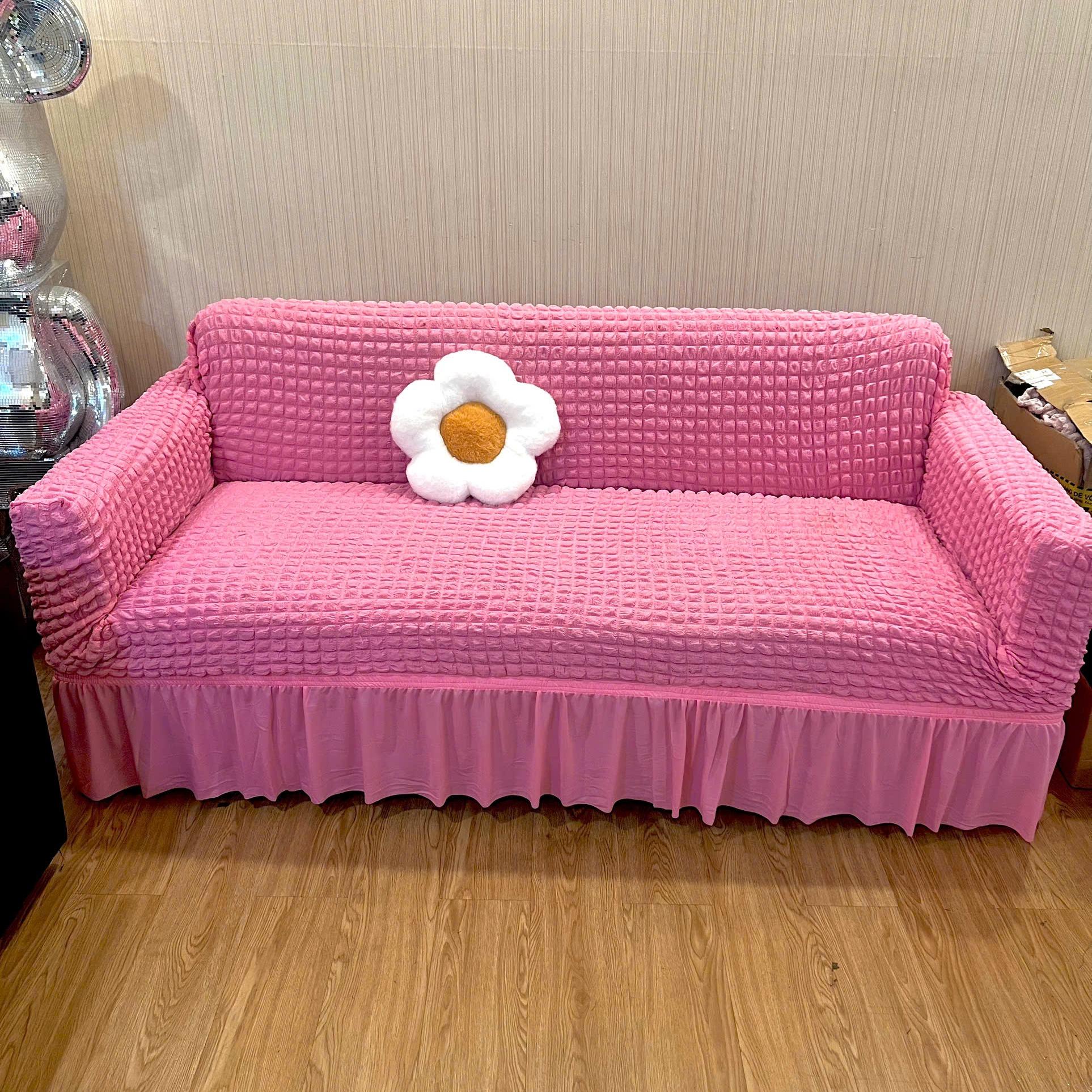 GA BỌC GHẾ SOFA CÓ TAY VỊN Chất Liệu Vải Ô Vuông Nhật Dày Dặn Thoáng Mát Giặt Máy Tiện Lợi Cho Bốn Mùa