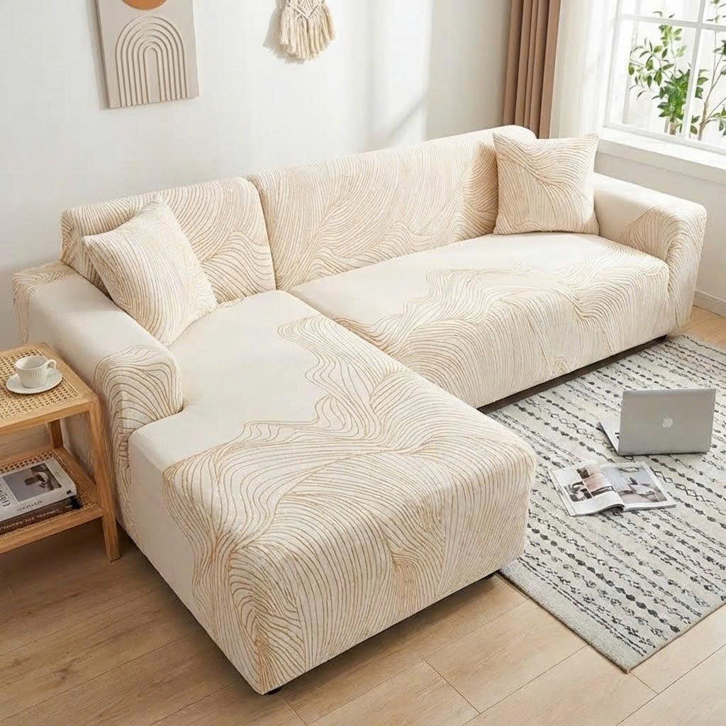 Ga Bọc  Sofa Chữ L Nỉ Nhung Mềm Mịn – Co Giãn ôm Form, Bảo Vệ Sofa.