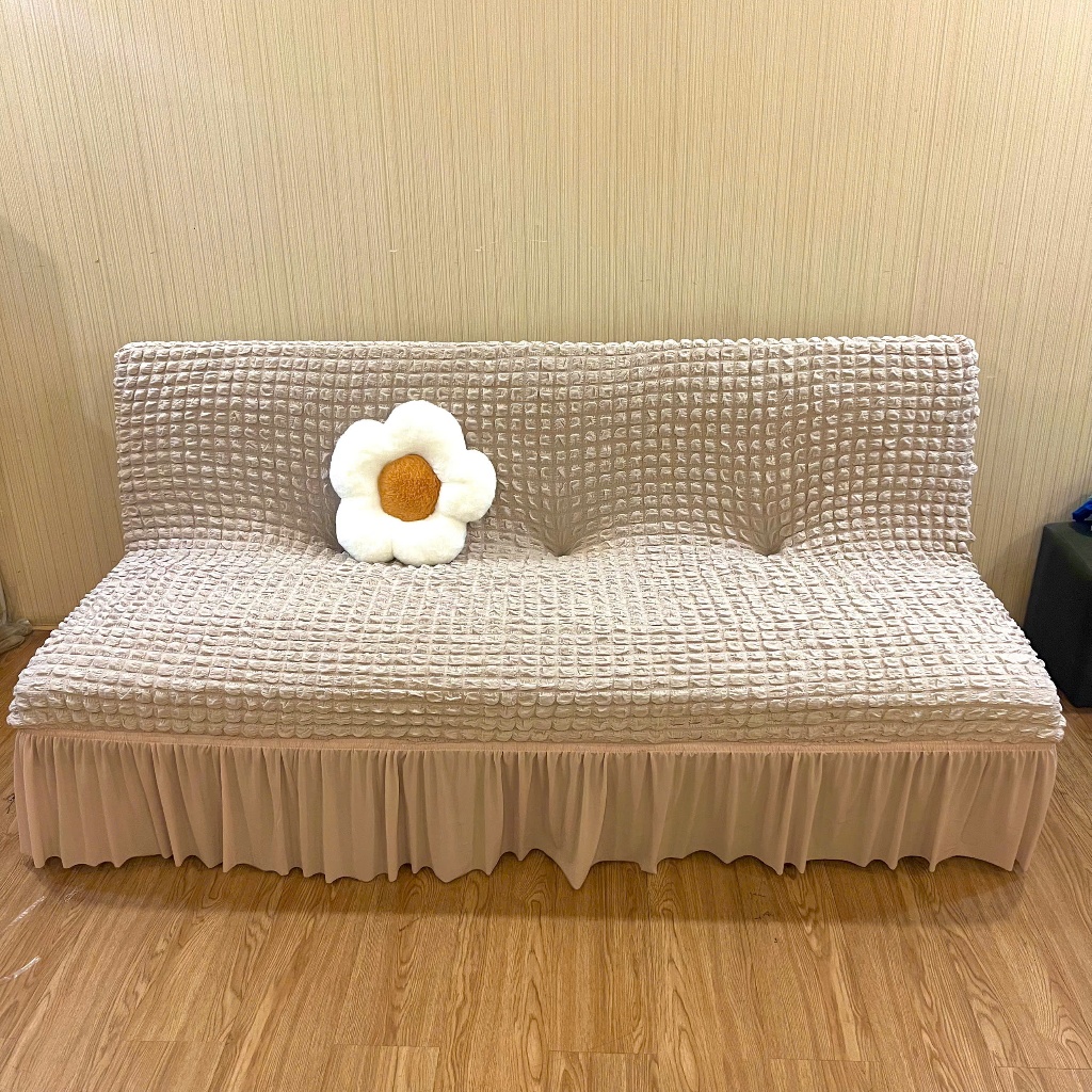Ga bọc sofa bed không tay - chất ô vuông Nhật có bèo ( có tặng kèm ghim)