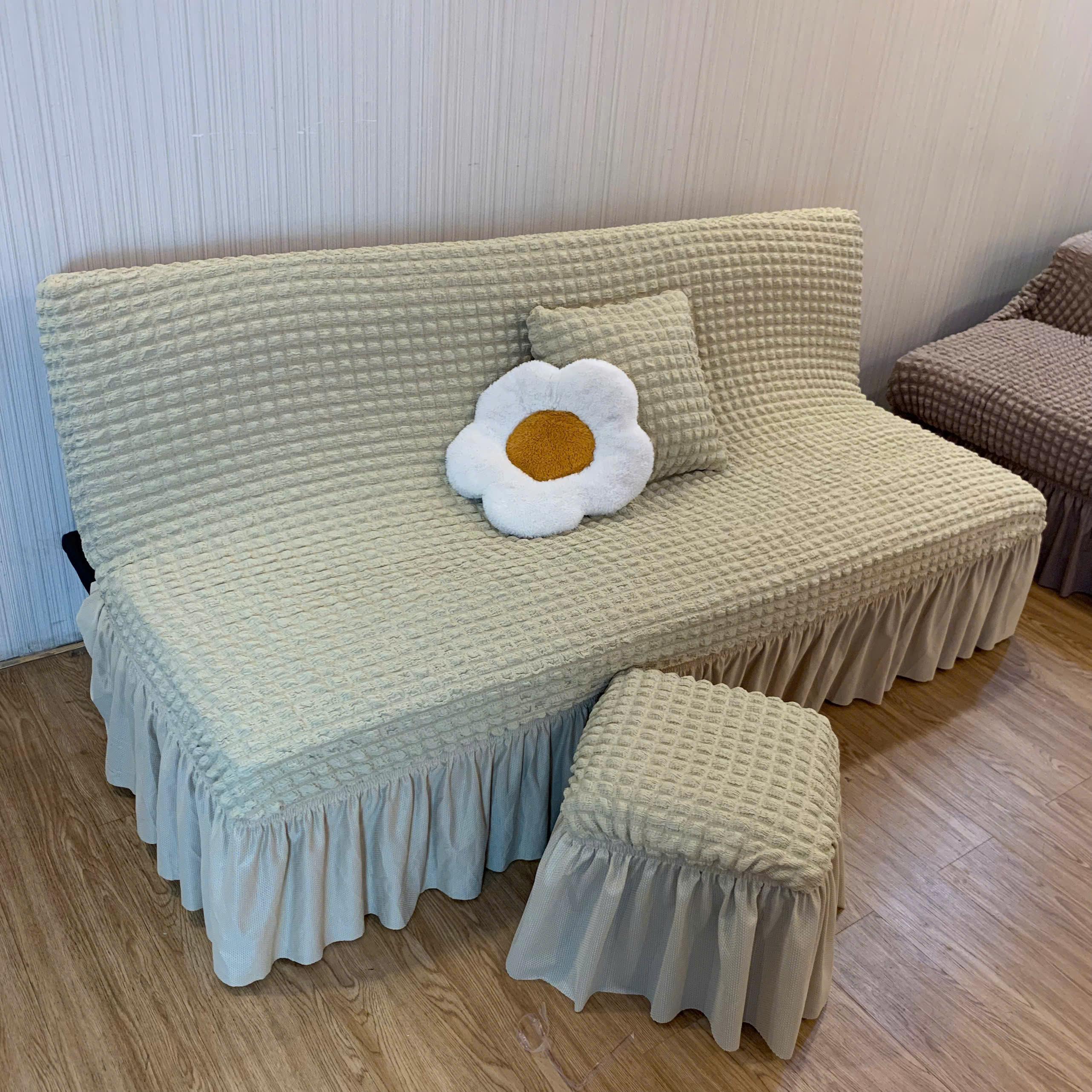 TRỌN BỘ ga sofa bed ô vuông nhật ( 1ghế  + 2đôn + 2gối)