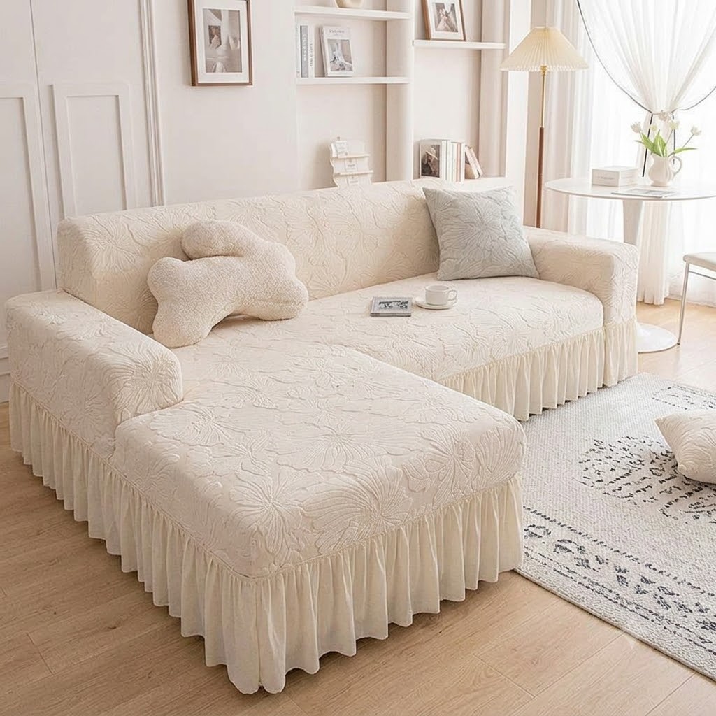 ga bọc ghế chữ L chất nỉ nhung cao cấp