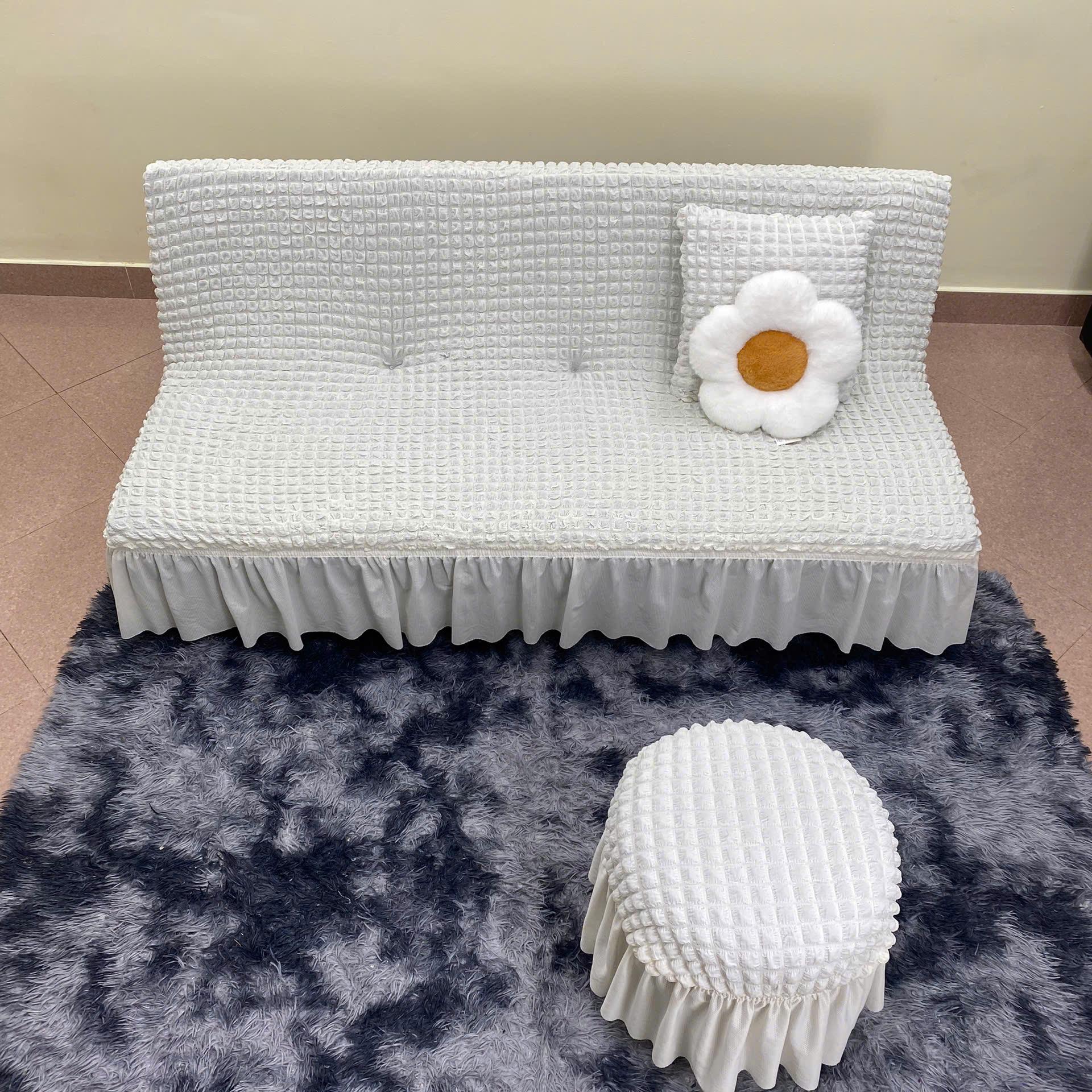 TRỌN BỘ ga sofa bed ô vuông nhật ( 1ghế  + 2đôn + 2gối)