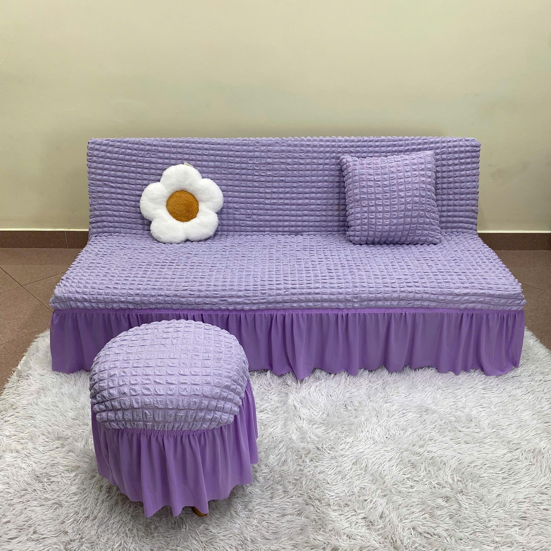TRỌN BỘ ga sofa bed ô vuông nhật ( 1ghế  + 2đôn + 2gối)