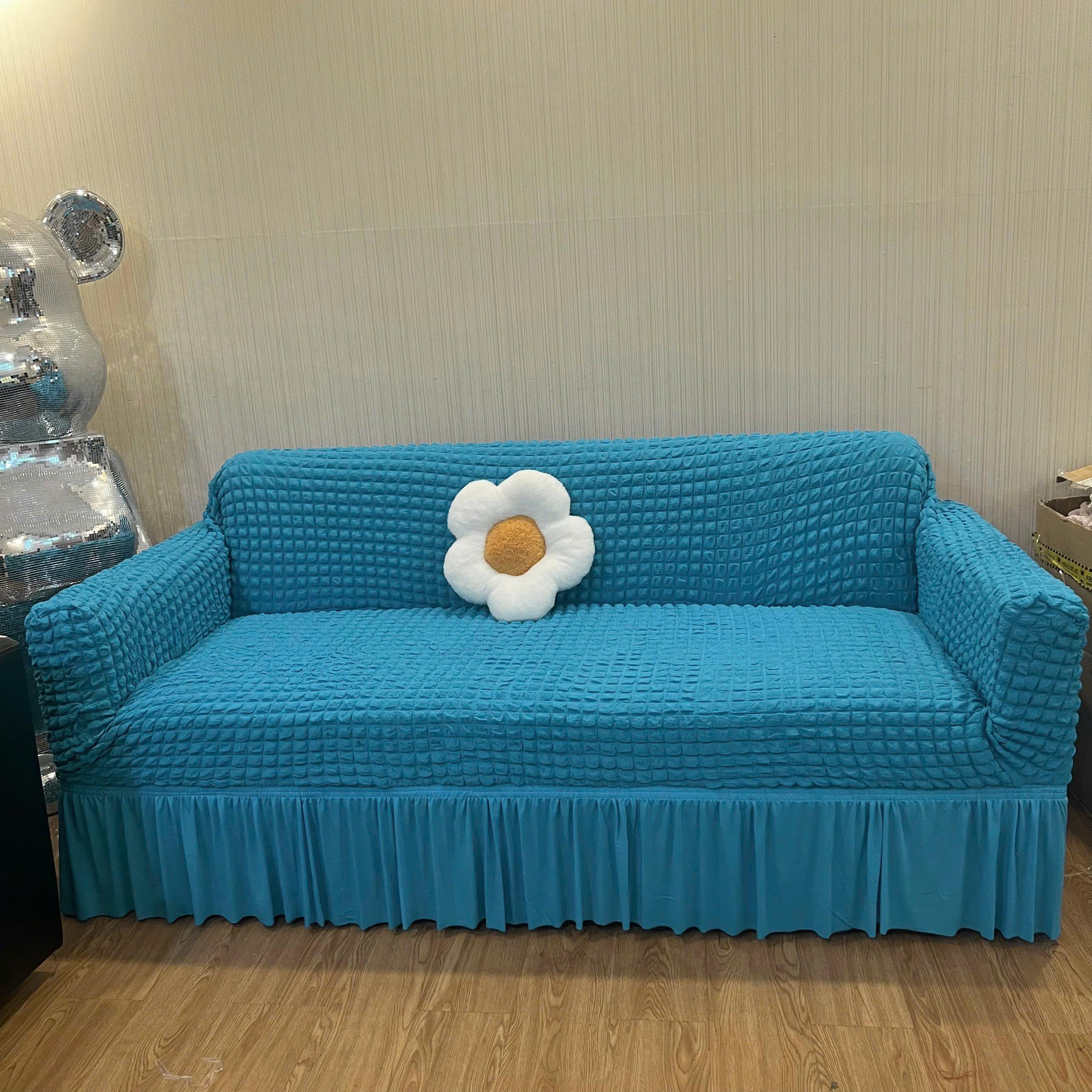 GA BỌC GHẾ SOFA CÓ TAY VỊN Chất Liệu Vải Ô Vuông Nhật Dày Dặn Thoáng Mát Giặt Máy Tiện Lợi Cho Bốn Mùa