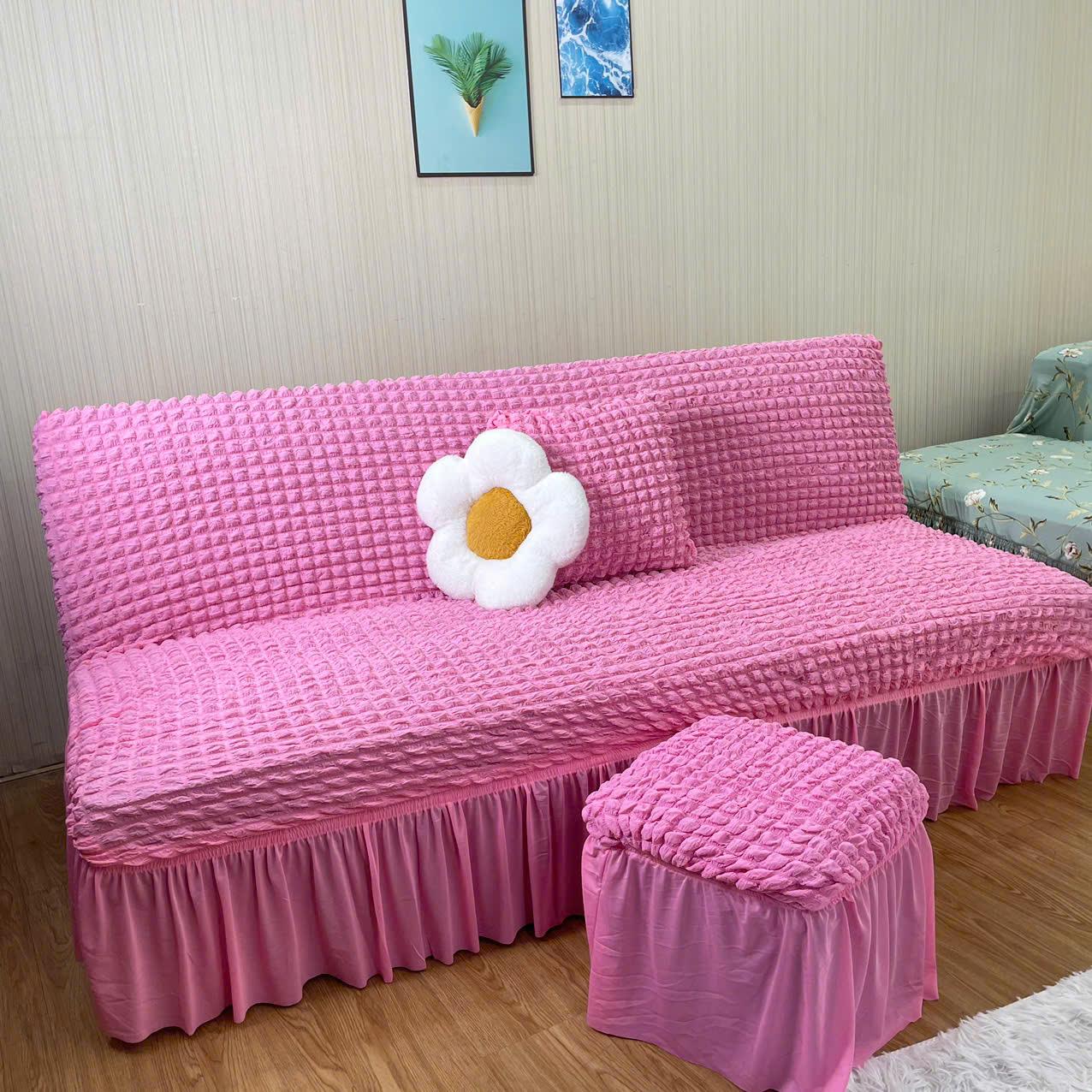 TRỌN BỘ ga sofa bed ô vuông nhật ( 1ghế  + 2đôn + 2gối)